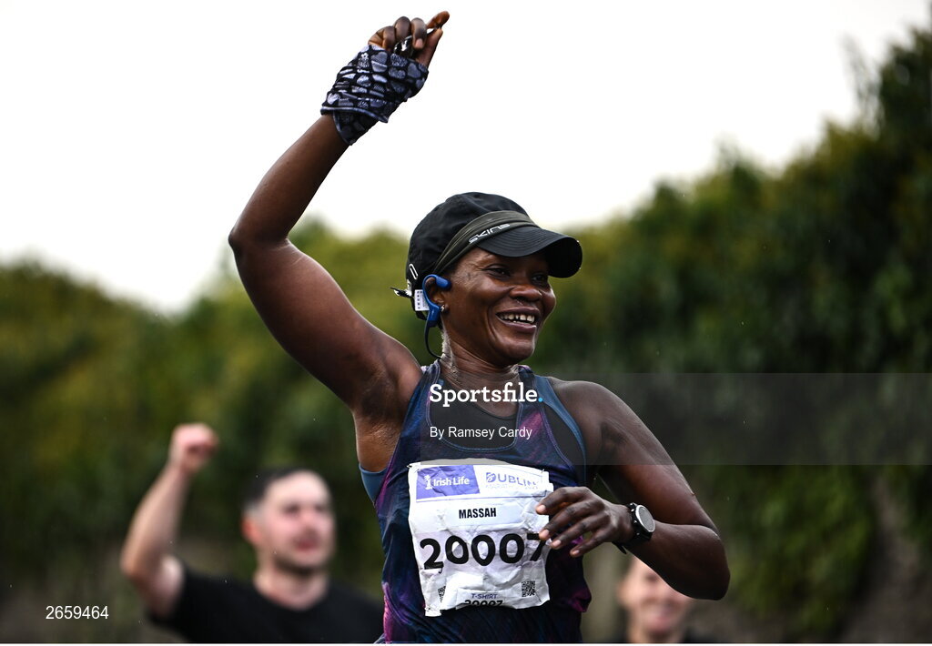 29 October 2023; Massah Cooper during the 2023 Irish Life Dublin Marathon. Thousands of runners took to the Fitzwilliam Square start line, to participate in the 42nd running of the Dublin Marathon. Photo by Ramsey Cardy/Sportsfile