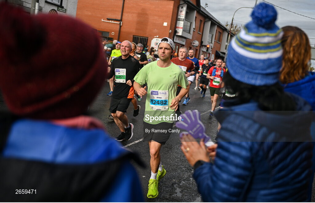 29 October 2023; Patrick Shanahan from Dublin during the 2023 Irish Life Dublin Marathon. Thousands of runners took to the Fitzwilliam Square start line, to participate in the 42nd running of the Dublin Marathon. Photo by Ramsey Cardy/Sportsfile