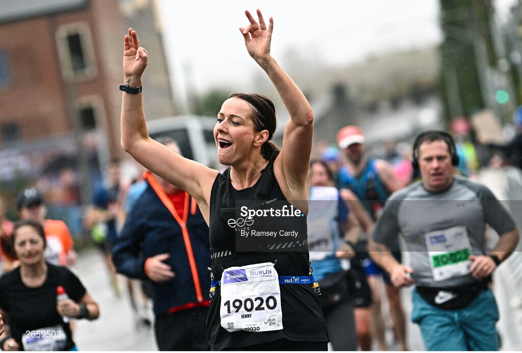 29 October 2023; Jenny Inglis O'Brien from Dublin 15, during the 2023 Irish Life Dublin Marathon. Thousands of runners took to the Fitzwilliam Square start line, to participate in the 42nd running of the Dublin Marathon. Photo by Ramsey Cardy/Sportsfile