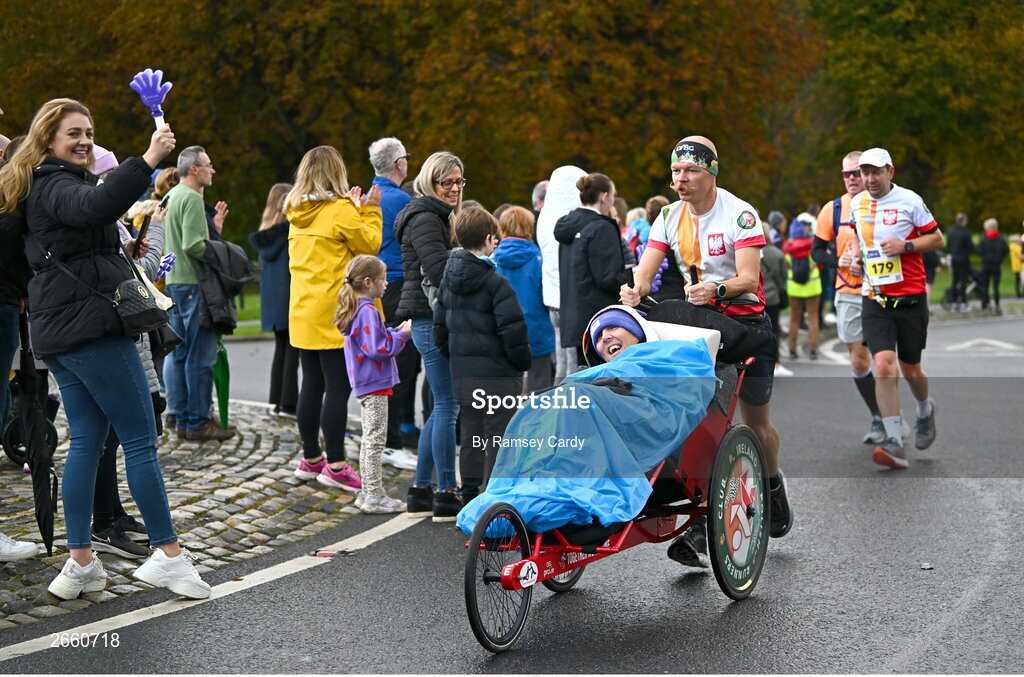 29 October 2023; Pawel Gorsiak during the 2023 Irish Life Dublin Marathon. Thousands of runners took to the Fitzwilliam Square start line, to participate in the 42nd running of the Dublin Marathon. Photo by Ramsey Cardy/Sportsfile