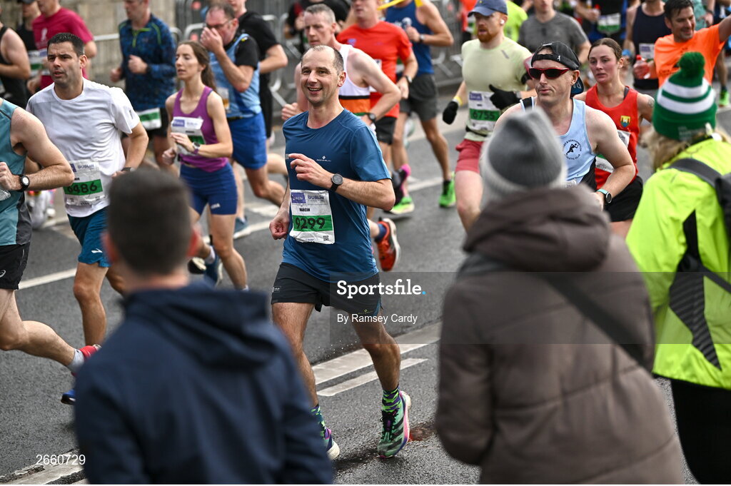 29 October 2023; Marcin Stawicki during the 2023 Irish Life Dublin Marathon. Thousands of runners took to the Fitzwilliam Square start line, to participate in the 42nd running of the Dublin Marathon. Photo by Ramsey Cardy/Sportsfile