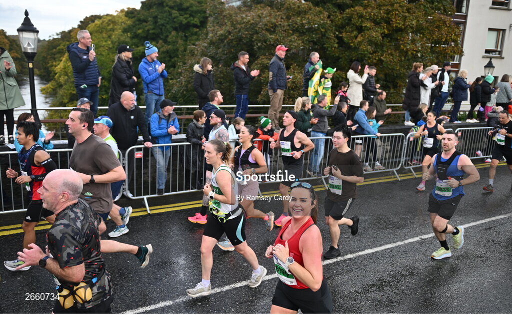 29 October 2023; Breedge Delaney from Derry during the 2023 Irish Life Dublin Marathon. Thousands of runners took to the Fitzwilliam Square start line, to participate in the 42nd running of the Dublin Marathon. Photo by Ramsey Cardy/Sportsfile