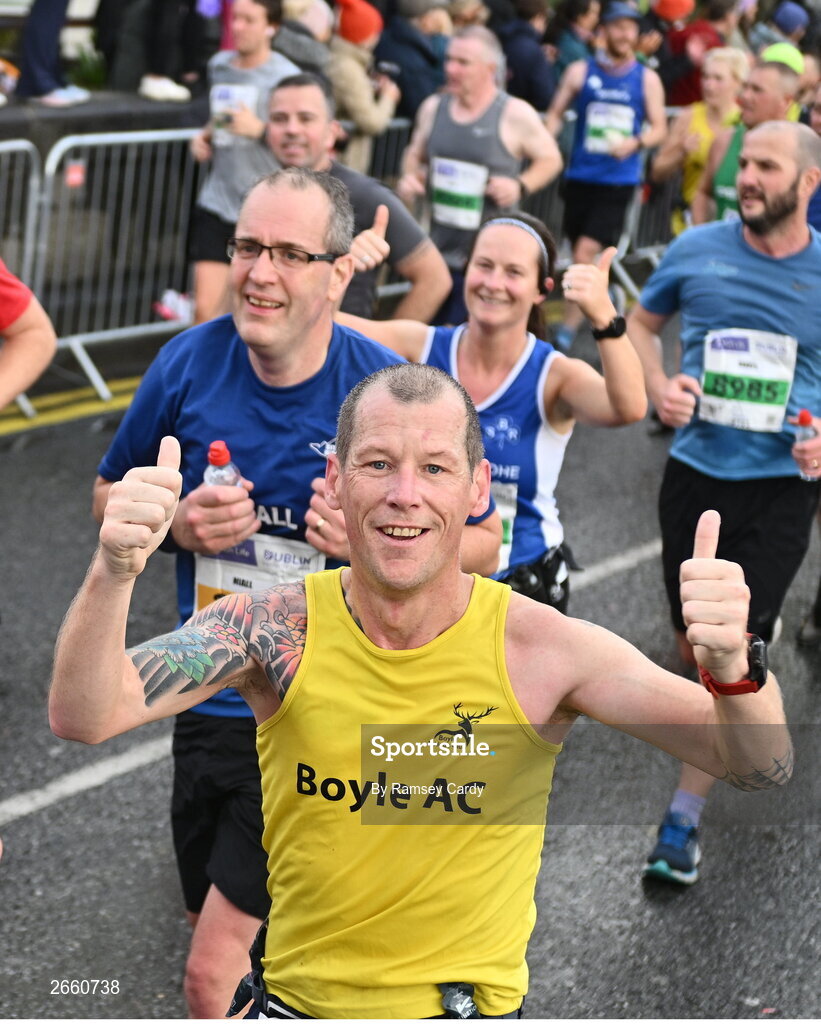 29 October 2023; David Greene from Roscommon during the 2023 Irish Life Dublin Marathon. Thousands of runners took to the Fitzwilliam Square start line, to participate in the 42nd running of the Dublin Marathon. Photo by Ramsey Cardy/Sportsfile
