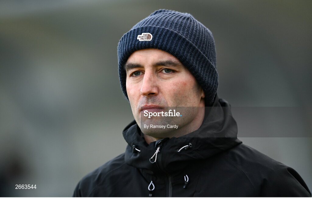 5 November 2023; Kilcoo manager Karl Lacey before the AIB Ulster GAA Football Senior Club Championship round 1 match between Derrygonnelly Harps of Fermanagh and Kilcoo of Down at Brewster Park in Enniskillen, Fermanagh. Photo by Ramsey Cardy/Sportsfile