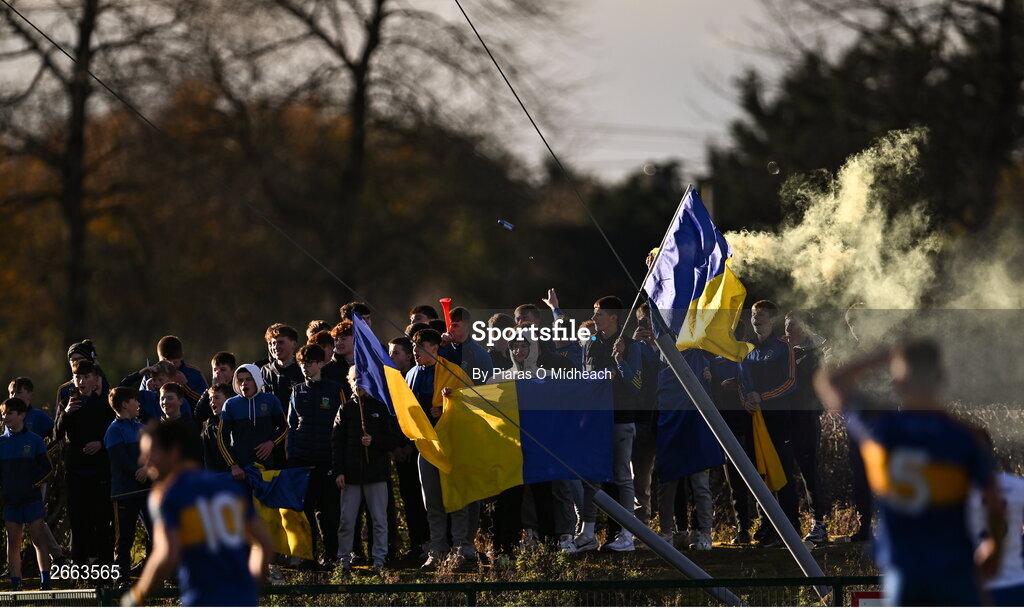 5 November 2023; Summerhill supporters during the AIB Leinster GAA Football Senior Club Championship quarter-final match between Naas and Summerhill at Manguard Park in Kildare. Photo by Piaras Ó Mídheach/Sportsfile