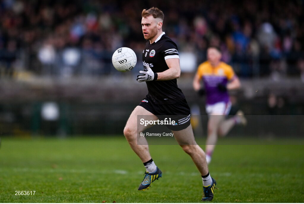 5 November 2023; Aaron Morgan of Kilcoo during the AIB Ulster GAA Football Senior Club Championship round 1 match between Derrygonnelly Harps of Fermanagh and Kilcoo of Down at Brewster Park in Enniskillen, Fermanagh. Photo by Ramsey Cardy/Sportsfile
