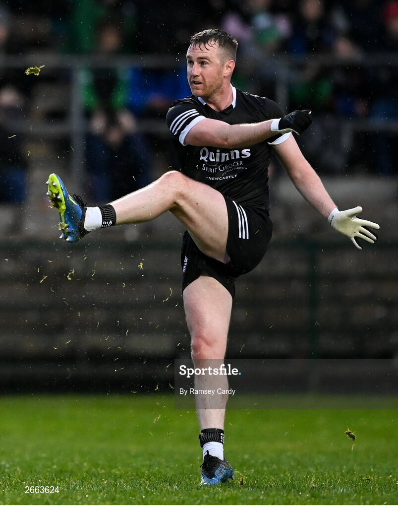 5 November 2023; Paul Devlin of Kilcoo during the AIB Ulster GAA Football Senior Club Championship round 1 match between Derrygonnelly Harps of Fermanagh and Kilcoo of Down at Brewster Park in Enniskillen, Fermanagh. Photo by Ramsey Cardy/Sportsfile