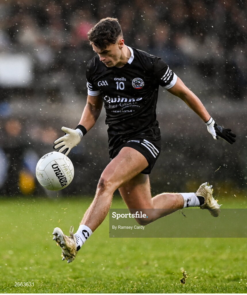 5 November 2023; Shealan Johnston of Kilcoo during the AIB Ulster GAA Football Senior Club Championship round 1 match between Derrygonnelly Harps of Fermanagh and Kilcoo of Down at Brewster Park in Enniskillen, Fermanagh. Photo by Ramsey Cardy/Sportsfile