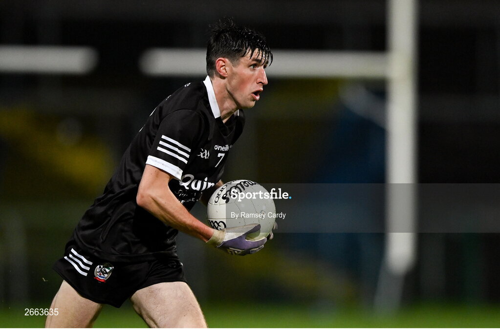 5 November 2023; Eugene Branagan of Kilcoo during the AIB Ulster GAA Football Senior Club Championship round 1 match between Derrygonnelly Harps of Fermanagh and Kilcoo of Down at Brewster Park in Enniskillen, Fermanagh. Photo by Ramsey Cardy/Sportsfile