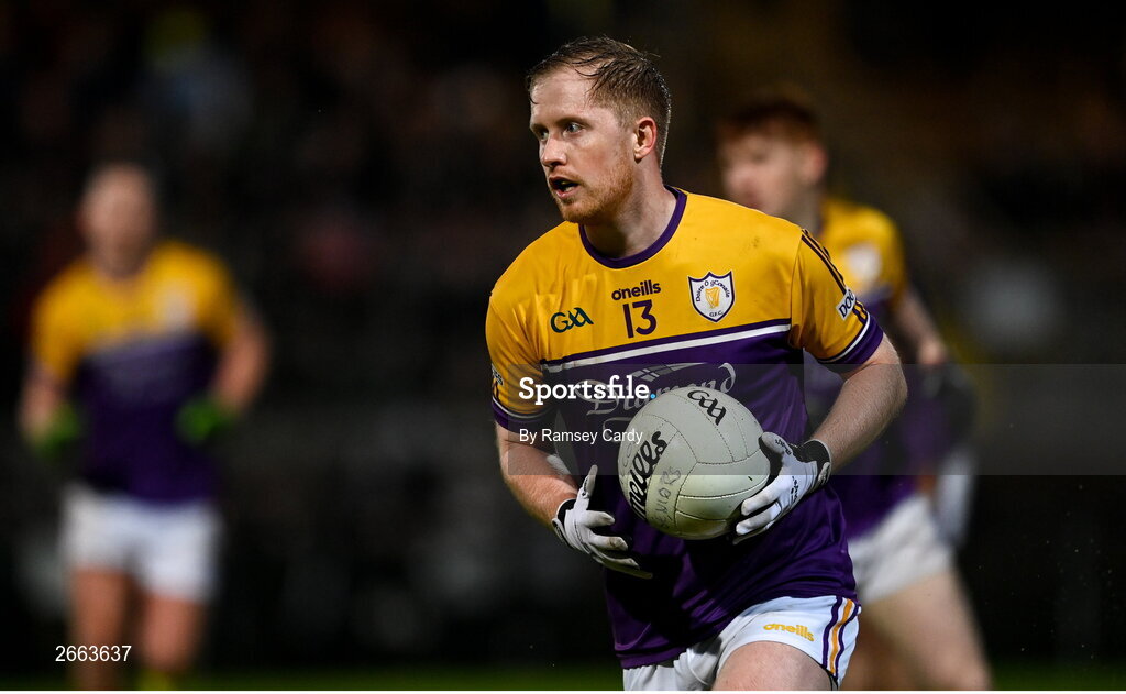 5 November 2023; Leigh Jones of Derrygonnelly Harps during the AIB Ulster GAA Football Senior Club Championship round 1 match between Derrygonnelly Harps of Fermanagh and Kilcoo of Down at Brewster Park in Enniskillen, Fermanagh. Photo by Ramsey Cardy/Sportsfile