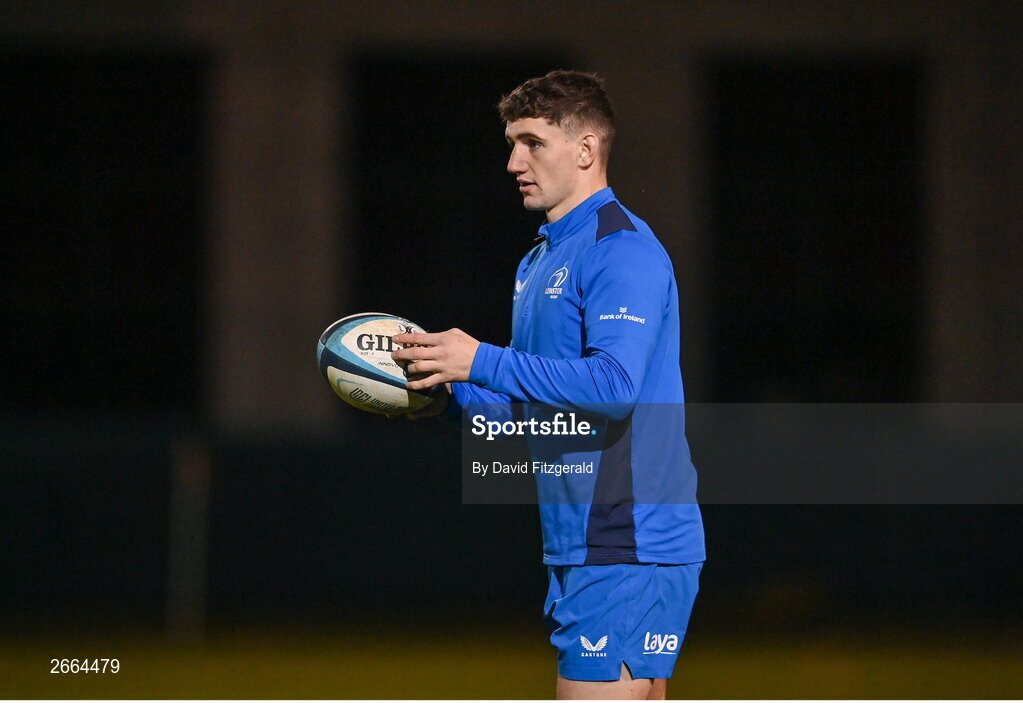 7 November 2023; Cormac Foley during a Leinster rugby open training session at Dublin University Football Club in Trinity College, Dublin. Photo by David Fitzgerald/Sportsfile