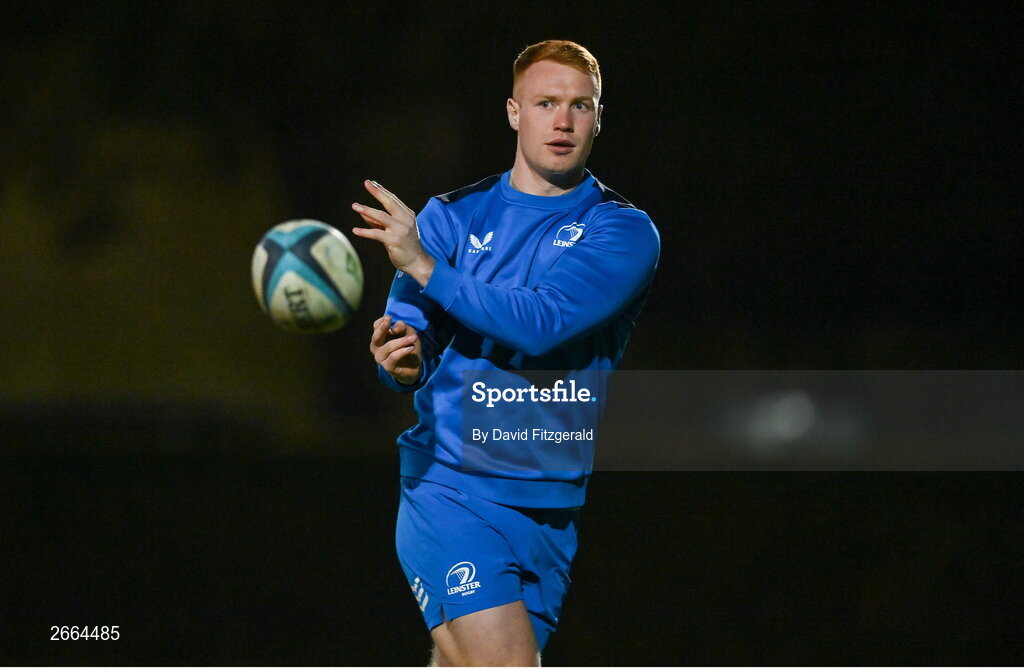 7 November 2023; Ciarán Frawley during a Leinster rugby open training session at Dublin University Football Club in Trinity College, Dublin. Photo by David Fitzgerald/Sportsfile