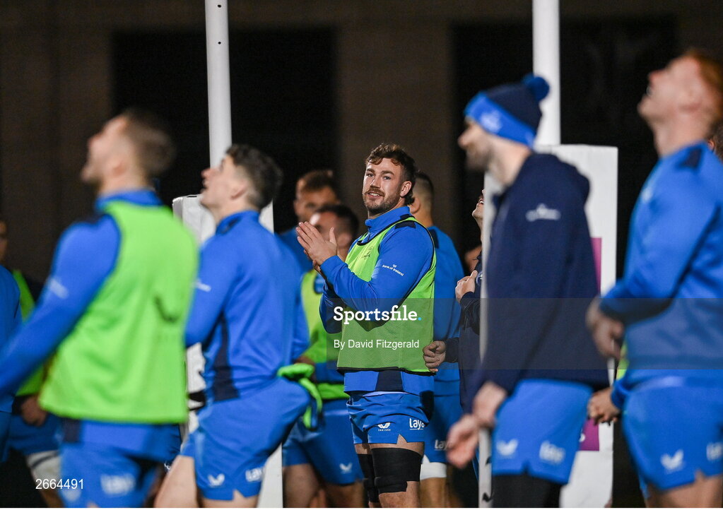 7 November 2023; Caelan Doris during a Leinster rugby open training session at Dublin University Football Club in Trinity College, Dublin. Photo by David Fitzgerald/Sportsfile