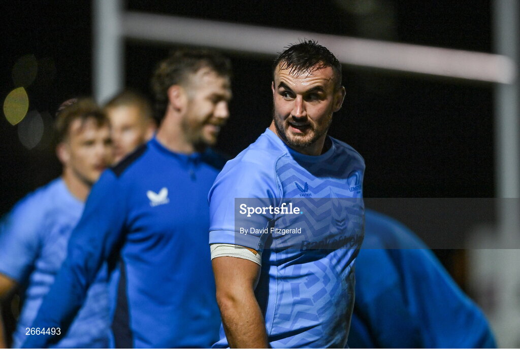 7 November 2023; Rónan Kelleher during a Leinster rugby open training session at Dublin University Football Club in Trinity College, Dublin. Photo by David Fitzgerald/Sportsfile