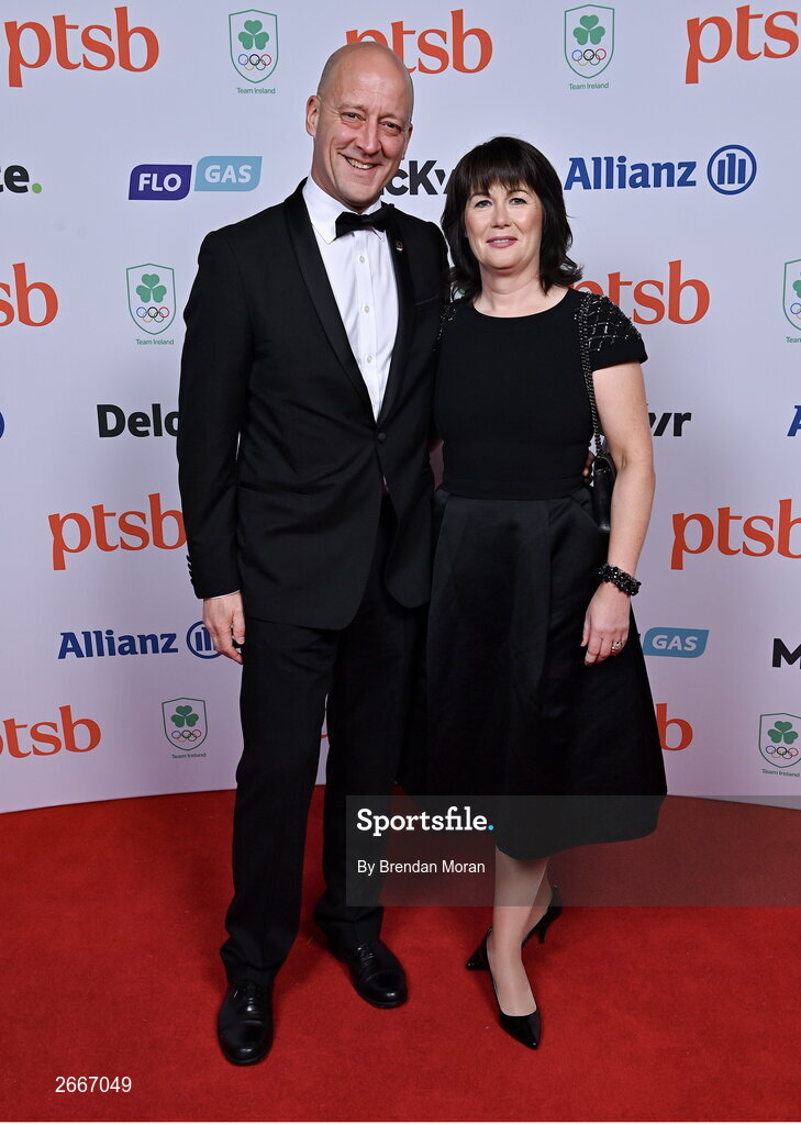 11 November 2023; Olympic Federation of Ireland oard member Lochlann Walsh and Liz O'Connor in attendance at the Team Ireland Olympic Ball at the Mansion House in Dublin. The event was a joint celebration of the brilliant performances of Team Ireland athletes at the European Games this summer, as well as the announcement of the winners of the Olympic Federation of Ireland Annual Awards. The event was attended by the Minister for Tourism, Culture, Arts, Gaeltacht, Sport and Media, Catherine Martin TD, Minister of State for Sport and Physical Education, Thomas Byrne TD, Olympic medallists, European Games athletes, Team Ireland Sponsors and Partners, Sport Ireland and the wider Olympic family. Photo by Brendan Moran/Sportsfile