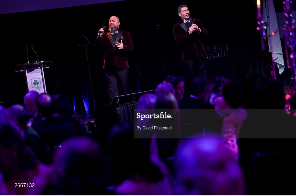 11 November 2023; The Galway Tenors in attendance at the Team Ireland Olympic Ball at the Mansion House in Dublin. The event was a joint celebration of the brilliant performances of Team Ireland athletes at the European Games this summer, as well as the announcement of the winners of the Olympic Federation of Ireland Annual Awards. The event was attended by the Minister for Tourism, Culture, Arts, Gaeltacht, Sport and Media, Catherine Martin TD, Minister of State for Sport and Physical Education, Thomas Byrne TD, Olympic medallists, European Games athletes, Team Ireland Sponsors and Partners, Sport Ireland and the wider Olympic family. Photo by David Fitzgerald/Sportsfile