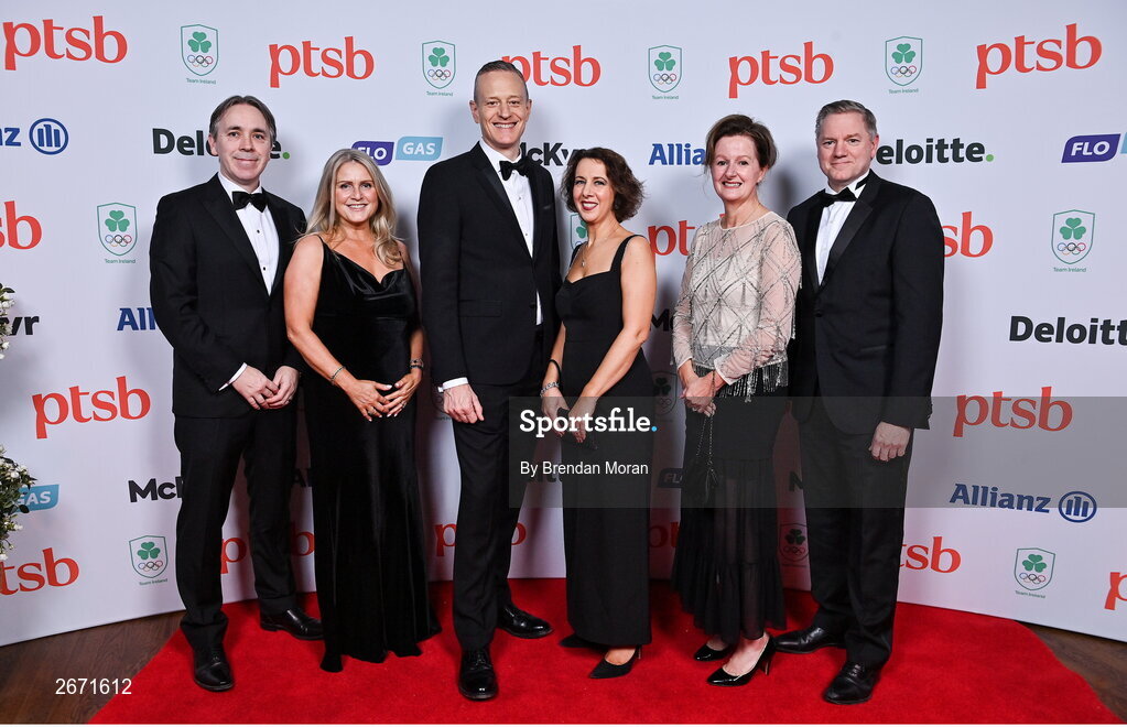 11 November 2023; Deloitte representatives, from left, Dan and Sarah Murray, Harry and Mags Goddard, and Michelle and Jamie Schmidt in attendance at the Team Ireland Olympic Ball at the Mansion House in Dublin. The event was a joint celebration of the brilliant performances of Team Ireland athletes at the European Games this summer, as well as the announcement of the winners of the Olympic Federation of Ireland Annual Awards. The event was attended by the Minister for Tourism, Culture, Arts, Gaeltacht, Sport and Media, Catherine Martin TD, Minister of State for Sport and Physical Education, Thomas Byrne TD, Olympic medallists, European Games athletes, Team Ireland Sponsors and Partners, Sport Ireland and the wider Olympic family. Photo by Brendan Moran/Sportsfile