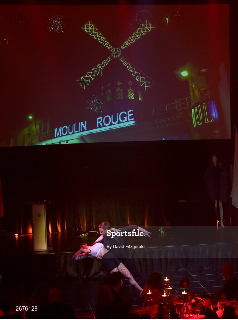 11 November 2023; Can Can dancers in attendance at the Team Ireland Olympic Ball at the Mansion House in Dublin. The event was a joint celebration of the brilliant performances of Team Ireland athletes at the European Games this summer, as well as the announcement of the winners of the Olympic Federation of Ireland Annual Awards. The event was attended by the Minister for Tourism, Culture, Arts, Gaeltacht, Sport and Media, Catherine Martin TD, Minister of State for Sport and Physical Education, Thomas Byrne TD, Olympic medallists, European Games athletes, Team Ireland Sponsors and Partners, Sport Ireland and the wider Olympic family. Photo by David Fitzgerald/Sportsfile