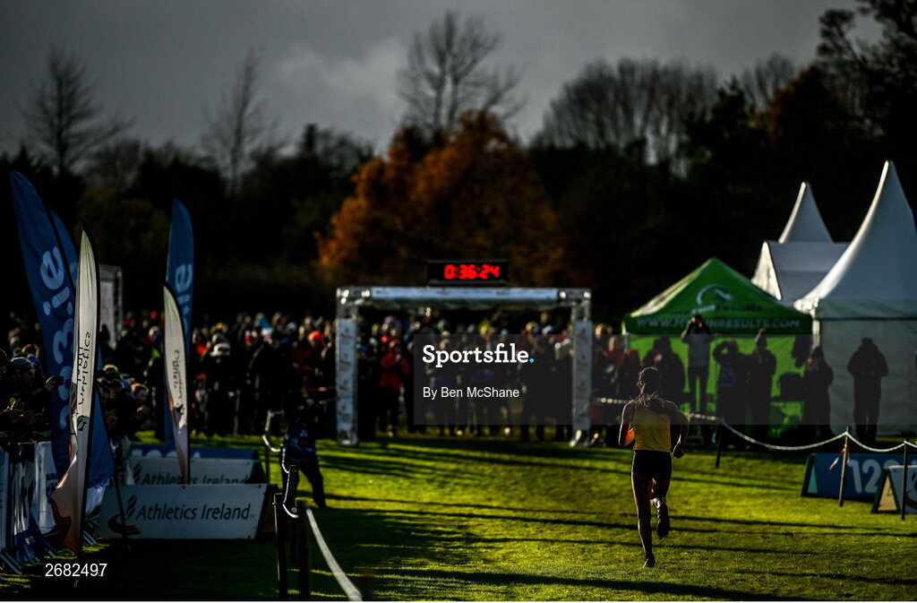 19 November 2023; Fiona Everard of Bandon AC, Cork, on her way to winning the Womens Senior 9000m during the 123.ie National Senior & Even Age Cross Country Championships at Gowran Demesne in Kilkenny. Photo by Ben McShane/Sportsfile