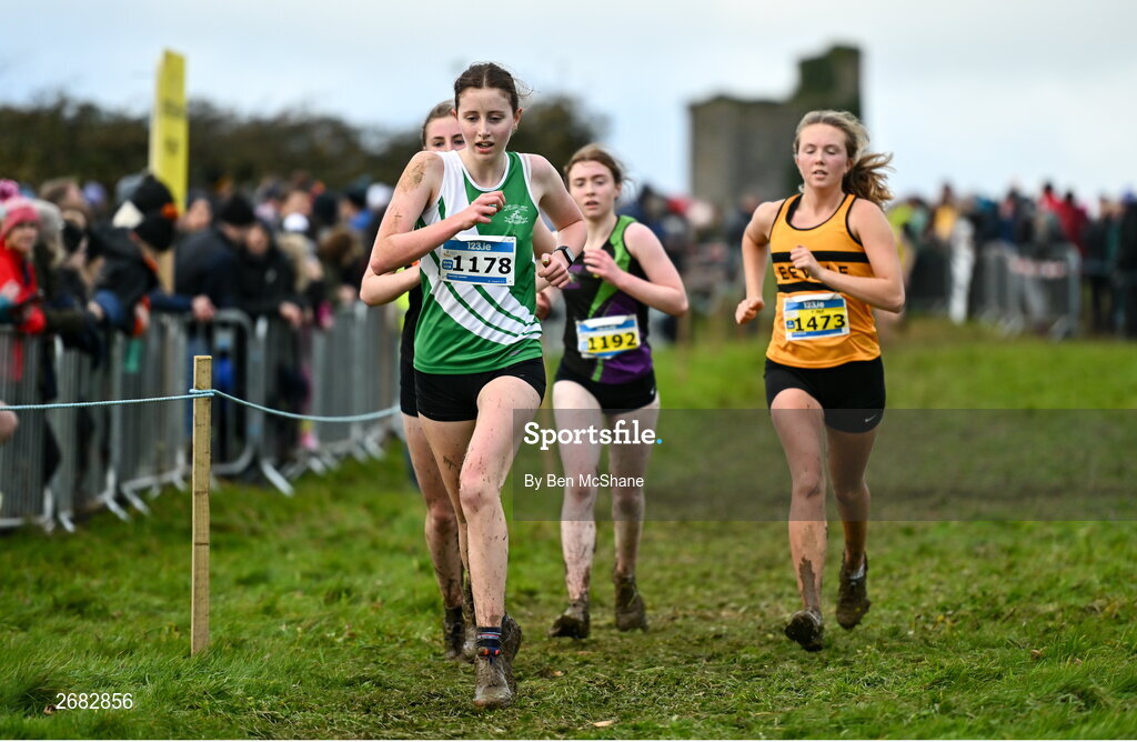 19 November 2023; Caoimhe Barry of St. Joseph's AC, Kilkenny, 1178, competing in the Girls U18 5000m during the 123.ie National Senior & Even Age Cross Country Championships at Gowran Demesne in Kilkenny. Photo by Ben McShane/Sportsfile