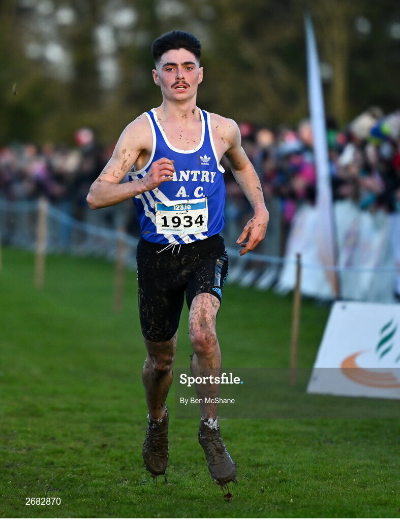 19 November 2023; Darragh Mcelhinney of Bantry AC, Cork, competing in the Mens Senior 9000m during the 123.ie National Senior & Even Age Cross Country Championships at Gowran Demesne in Kilkenny. Photo by Ben McShane/Sportsfile