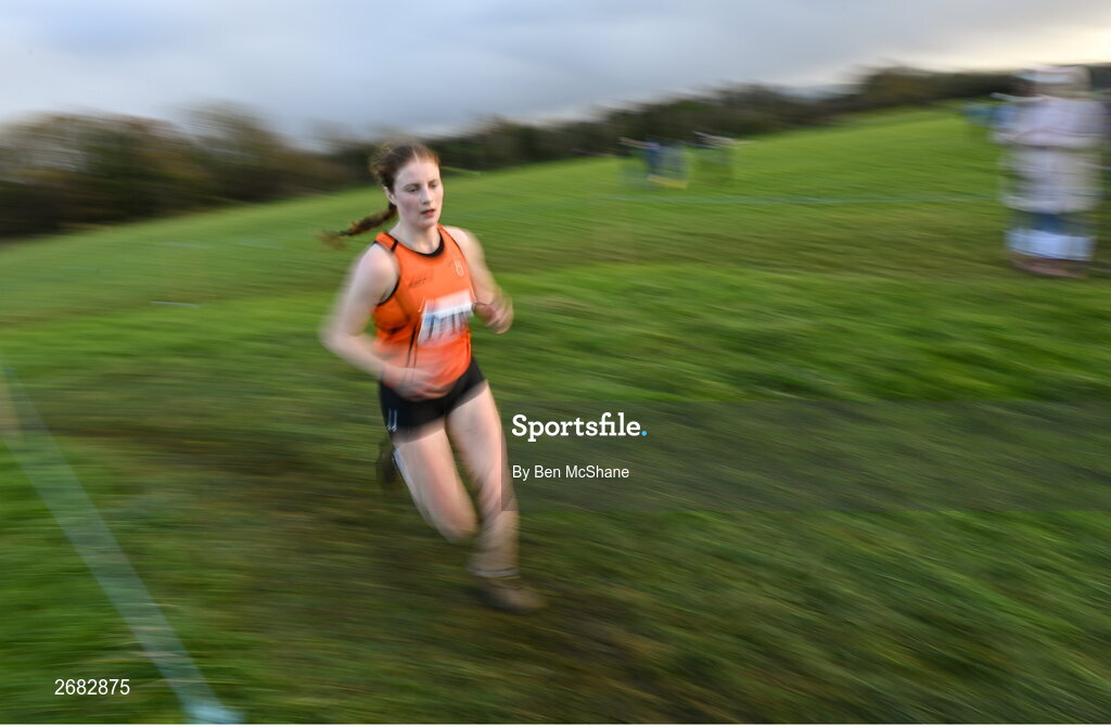 19 November 2023; Niamh Cunneen of Nenagh Olympic AC, Tipperary, competing in the Womens U23 9000m during the 123.ie National Senior & Even Age Cross Country Championships at Gowran Demesne in Kilkenny. Photo by Ben McShane/Sportsfile