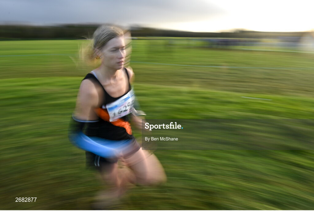 19 November 2023; Yuliya Tarasova of Clonliffe Harriers AC, Dublin, competing in the Womens Senior 9000m during the 123.ie National Senior & Even Age Cross Country Championships at Gowran Demesne in Kilkenny. Photo by Ben McShane/Sportsfile