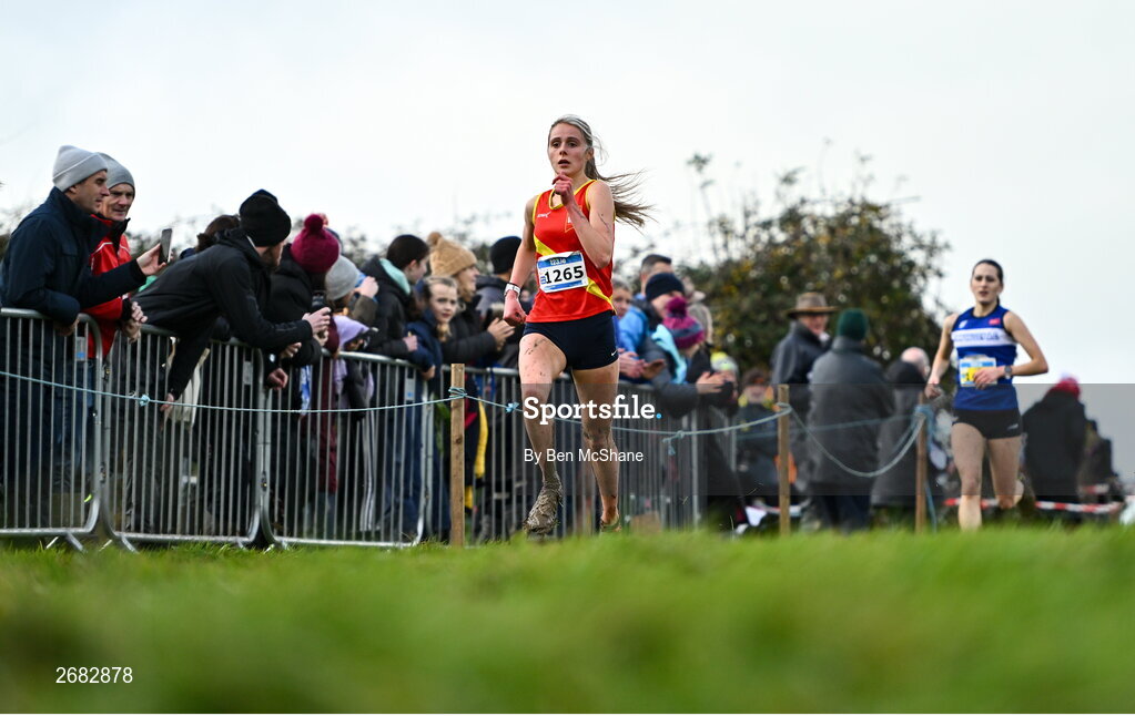 19 November 2023; Anna Gardiner of East Down AC, Down, competing in the Girls U18 5000m during the 123.ie National Senior & Even Age Cross Country Championships at Gowran Demesne in Kilkenny. Photo by Ben McShane/Sportsfile