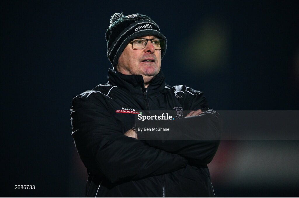 25 November 2023; Glen manager Malachy O'Rourke during the AIB Ulster GAA Football Senior Club Championship semi-final match between Glen, Derry, and Naomh Conaill, Donegal, at Healy Park in Omagh, Tyrone. Photo by Ben McShane/Sportsfile