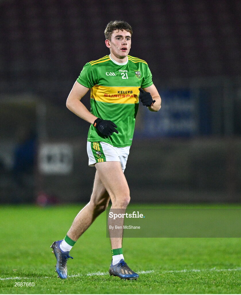 25 November 2023; Danny McDermott of Glen during the AIB Ulster GAA Football Senior Club Championship semi-final match between Glen, Derry, and Naomh Conaill, Donegal, at Healy Park in Omagh, Tyrone. Photo by Ben McShane/Sportsfile