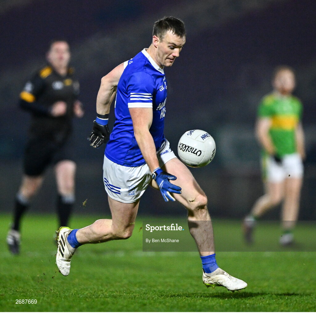 25 November 2023; Leo McLoone of Naomh Conaill during the AIB Ulster GAA Football Senior Club Championship semi-final match between Glen, Derry, and Naomh Conaill, Donegal, at Healy Park in Omagh, Tyrone. Photo by Ben McShane/Sportsfile