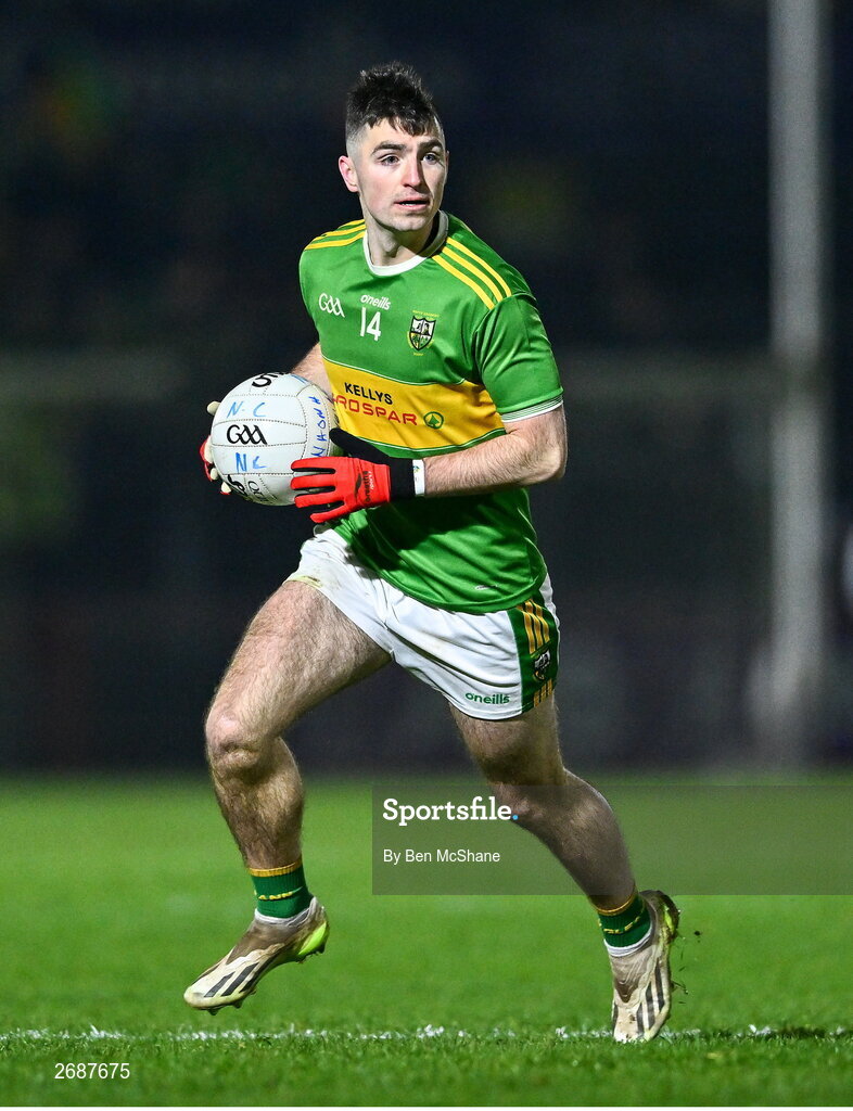 25 November 2023; Danny Tallon of Glen during the AIB Ulster GAA Football Senior Club Championship semi-final match between Glen, Derry, and Naomh Conaill, Donegal, at Healy Park in Omagh, Tyrone. Photo by Ben McShane/Sportsfile
