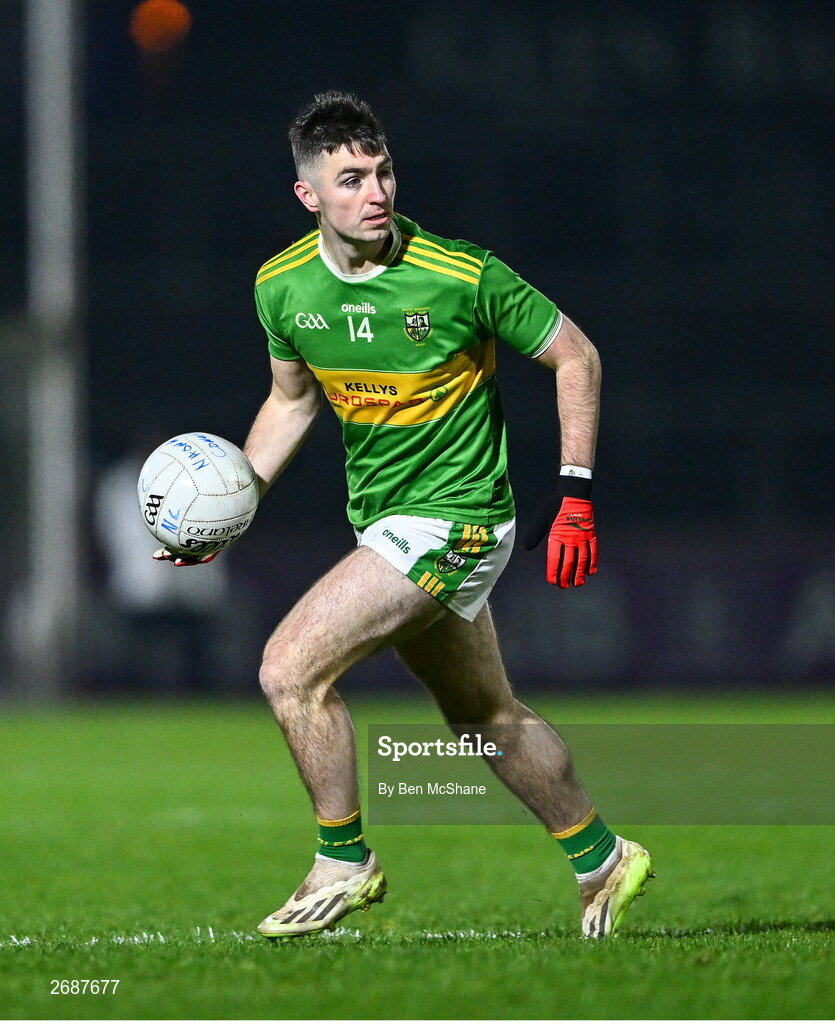 25 November 2023; Danny Tallon of Glen during the AIB Ulster GAA Football Senior Club Championship semi-final match between Glen, Derry, and Naomh Conaill, Donegal, at Healy Park in Omagh, Tyrone. Photo by Ben McShane/Sportsfile
