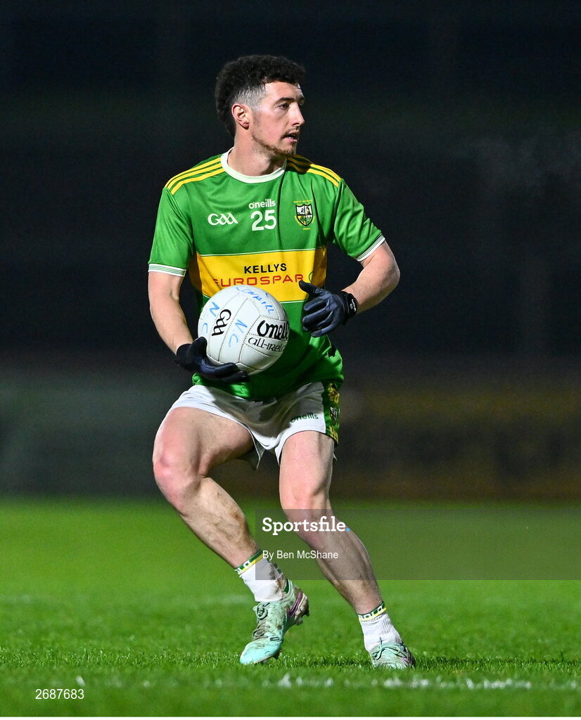 25 November 2023; Tiarnan Flanagan of Glen during the AIB Ulster GAA Football Senior Club Championship semi-final match between Glen, Derry, and Naomh Conaill, Donegal, at Healy Park in Omagh, Tyrone. Photo by Ben McShane/Sportsfile