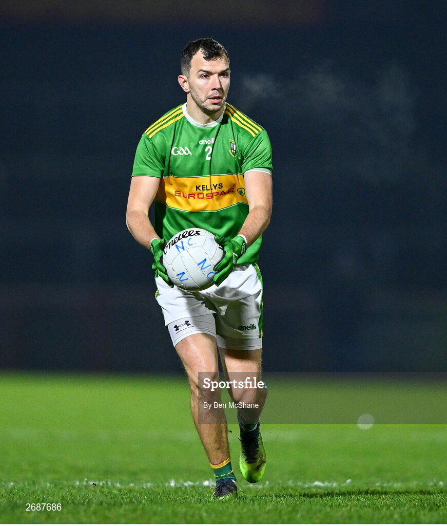 25 November 2023; Michael Warnock of Glen during the AIB Ulster GAA Football Senior Club Championship semi-final match between Glen, Derry, and Naomh Conaill, Donegal, at Healy Park in Omagh, Tyrone. Photo by Ben McShane/Sportsfile