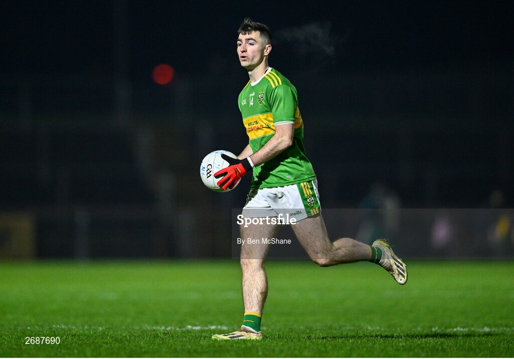 25 November 2023; Danny Tallon of Glen during the AIB Ulster GAA Football Senior Club Championship semi-final match between Glen, Derry, and Naomh Conaill, Donegal, at Healy Park in Omagh, Tyrone. Photo by Ben McShane/Sportsfile