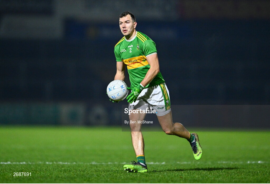 25 November 2023; Michael Warnock of Glen during the AIB Ulster GAA Football Senior Club Championship semi-final match between Glen, Derry, and Naomh Conaill, Donegal, at Healy Park in Omagh, Tyrone. Photo by Ben McShane/Sportsfile