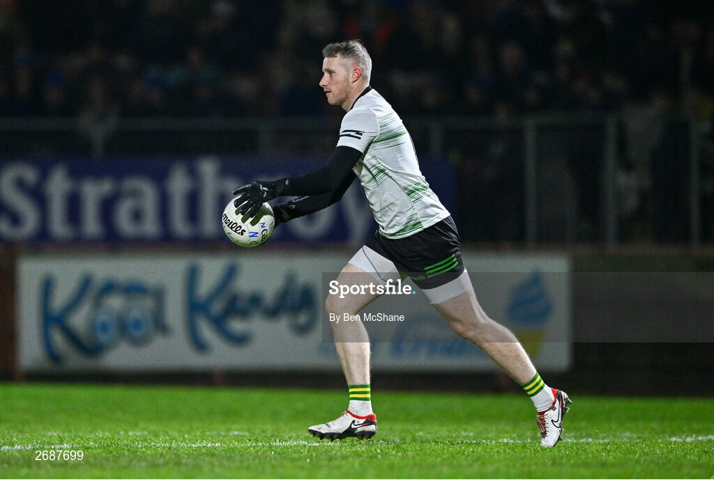 25 November 2023; Glen goalkeeper Connlan Bradley during the AIB Ulster GAA Football Senior Club Championship semi-final match between Glen, Derry, and Naomh Conaill, Donegal, at Healy Park in Omagh, Tyrone. Photo by Ben McShane/Sportsfile