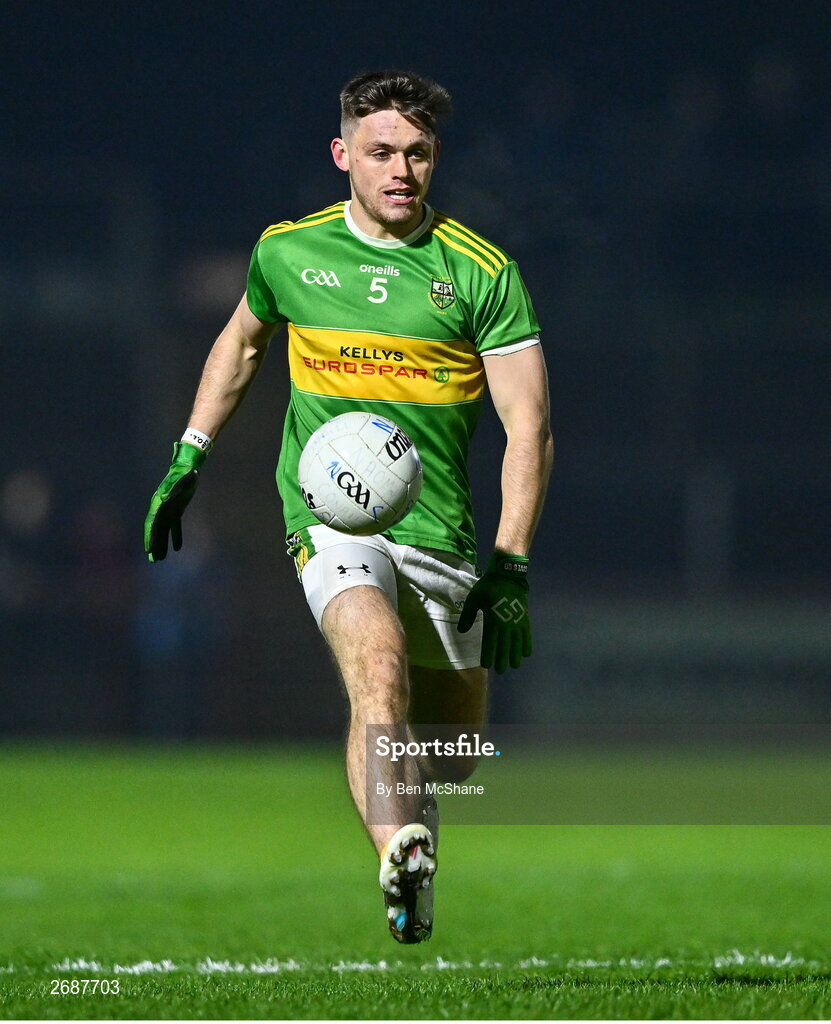 25 November 2023; Eunan Mulholland of Glen during the AIB Ulster GAA Football Senior Club Championship semi-final match between Glen, Derry, and Naomh Conaill, Donegal, at Healy Park in Omagh, Tyrone. Photo by Ben McShane/Sportsfile