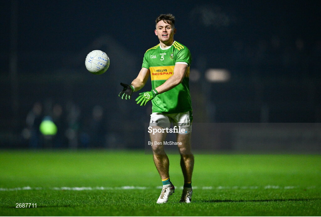 25 November 2023; Eunan Mulholland of Glen during the AIB Ulster GAA Football Senior Club Championship semi-final match between Glen, Derry, and Naomh Conaill, Donegal, at Healy Park in Omagh, Tyrone. Photo by Ben McShane/Sportsfile