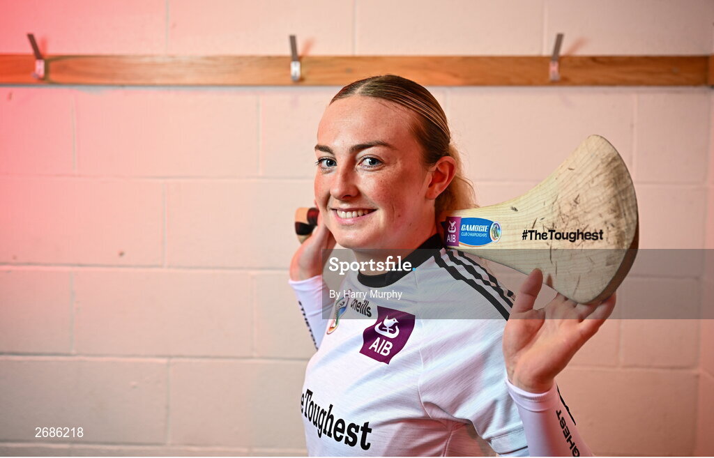 28 November 2023; AIB ambassador, camogie star, Roisin McCormick of Loughgiel Shamrocks, Antrim, pictured ahead of this weekend’s AIB Camogie All-Ireland Club Championship semi-finals and for the release of the first full episode of ‘Meet #TheToughest’, a new content series from AIB that will showcase some of the final stages of this year’s AIB Camogie All-Ireland Club Championships, through footage captured by cameras worn by players for the first time in Gaelic Games. You can view the first episode of ‘Meet #TheToughest’ here: https://www.youtube.com/watch?v=bz0vKEzaWEE. Photo by Harry Murphy/Sportsfile