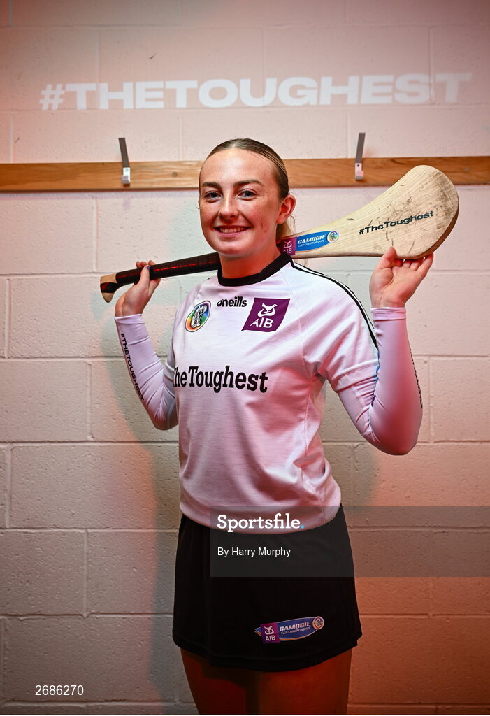28 November 2023; AIB ambassador, camogie star, Roisin McCormick of Loughgiel Shamrocks, Antrim, pictured ahead of this weekend’s AIB Camogie All-Ireland Club Championship semi-finals and for the release of the first full episode of ‘Meet #TheToughest’, a new content series from AIB that will showcase some of the final stages of this year’s AIB Camogie All-Ireland Club Championships, through footage captured by cameras worn by players for the first time in Gaelic Games. You can view the first episode of ‘Meet #TheToughest’ here: https://www.youtube.com/watch?v=bz0vKEzaWEE. Photo by Harry Murphy/Sportsfile
