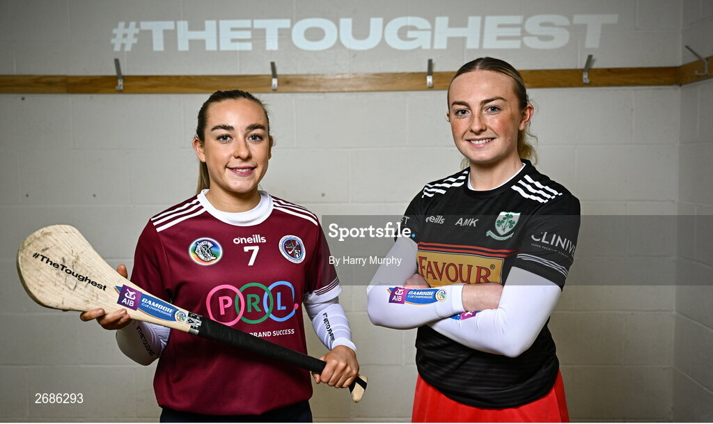 28 November 2023; AIB ambassadors and camogie players, Ciara Phelan of Dicksboro, Kilkenny, and Roisin McCormick of Loughgiel Shamrocks, Antrim, pictured ahead of this weekend’s AIB Camogie All-Ireland Club Championship semi-finals and for the release of the first full episode of ‘Meet #TheToughest’, a new content series from AIB that will showcase some of the final stages of this year’s AIB Camogie All-Ireland Club Championships, through footage captured by cameras worn by players for the first time in Gaelic Games. You can view the first episode of ‘Meet #TheToughest’ here: https://www.youtube.com/watch?v=bz0vKEzaWEE. Photo by Harry Murphy/Sportsfile