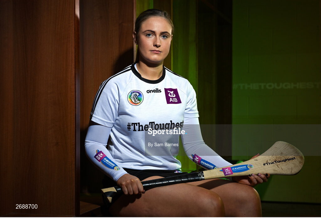 28 November 2023; AIB ambassador, camogie star, Maria Cooney of Sarsfields, Galway, pictured ahead of this weekend’s AIB Camogie All-Ireland Club Championship semi-finals and for the release of the first full episode of ‘Meet #TheToughest’, a new content series from AIB that will showcase some of the final stages of this year’s AIB Camogie All-Ireland Club Championships, through footage captured by cameras worn by players for the first time in Gaelic Games. You can view the first episode of ‘Meet #TheToughest’ here: https://www.youtube.com/watch?v=bz0vKEzaWEE. Photo by Sam Barnes/Sportsfile