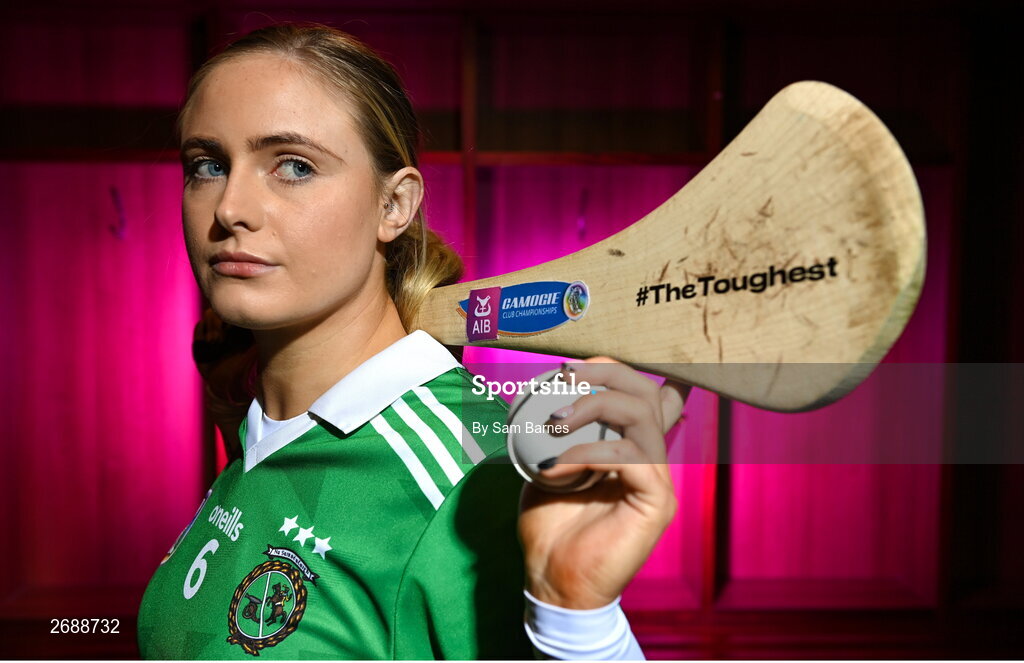 28 November 2023; AIB ambassador, camogie star, Maria Cooney of Sarsfields, Galway, pictured ahead of this weekend’s AIB Camogie All-Ireland Club Championship semi-finals and for the release of the first full episode of ‘Meet #TheToughest’, a new content series from AIB that will showcase some of the final stages of this year’s AIB Camogie All-Ireland Club Championships, through footage captured by cameras worn by players for the first time in Gaelic Games. You can view the first episode of ‘Meet #TheToughest’ here: https://www.youtube.com/watch?v=bz0vKEzaWEE. Photo by Sam Barnes/Sportsfile