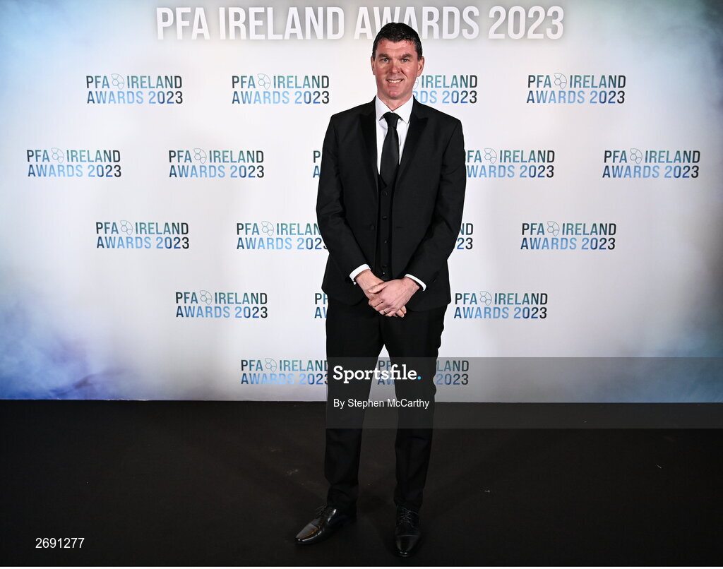 2 December 2023; Drogheda United manager Kevin Doherty on arrival at the PFA Ireland Awards 2023 at Anantara The Marker Dublin Hotel in Dublin. Photo by Stephen McCarthy/Sportsfile