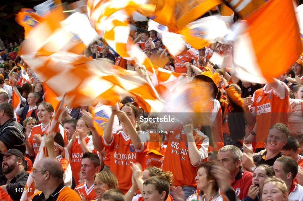 11 July 2004; Armagh supporters celebrate another Armagh score. Bank of Ireland Ulster Senior Football Championship Final, Armagh v Donegal, Croke Park, Dublin. Picture credit; Damien Eagers / SPORTSFILE