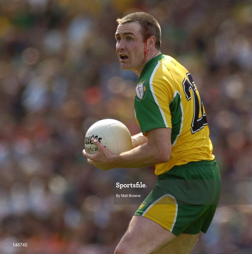 11 July 2004; John Gildea, Donegal, with blood on his face  from a head wound. Bank of Ireland Ulster Senior Football Championship Final, Armagh v Donegal, Croke Park, Dublin. Picture credit; Matt Browne / SPORTSFILE