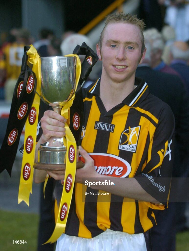 14 July 2004; James Fitzpatrick, Kilkenny, captain lifts the cup after the win against Wexford. Erin Leinster Under 21 Hurling Final, Wexford v Kilkenny, Wexford Park, Wexford. Picture credit; Matt Browne / SPORTSFILE