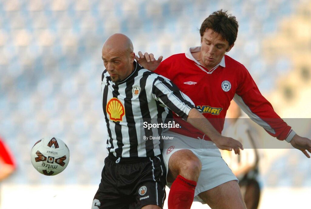 14 July 2004; Arnar Gunnlaugsson, KR Reykjavik, in action against Stuart Byrne, Shelbourne. Champions League, Qualifying Round, KR Reykjavik v Shelbourne, KR stadium, Reykjavik, Iceland. Picture credit; David Maher / SPORTSFILE
